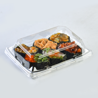 Contenants à sushi rectangulaires en plastique PET recyclables, multicolores, avec couvercle transparent pour emporter