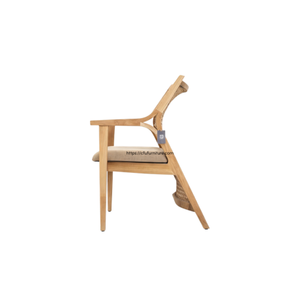 La silla de comedor Alula combina elegante madera de teca con ratán natural, ofreciendo una opción de asiento elegante y duradera. - Product Image 5