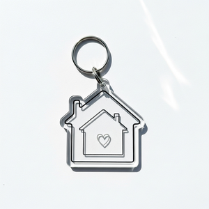 Promocional al por mayor personalizado a granel transparente holográfica lindo Hogar dulce nuevo hogar forma llaveros acrílico llaveros - Product Image 3