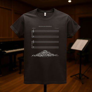 Camiseta The Sound Of Silence, diseño de notas musicales en gris oscuro, ajuste unisex - Product Image 3