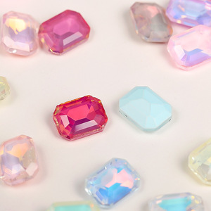 Strass colorés pour nail art, dos plat, accessoires de bijoux DIY, cristal de verre moka, forme quadrilatère, Bling Bling, frais et élégant - Product Image 2