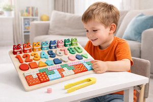 Giocattoli Educativi Montessori in Legno, Tavola di Abbinamento Numeri e Lettere, Blocchi Alfabetici per l'Educazione Precoce dei Bambini - Product Image 6