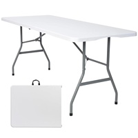 Table pliante rectangulaire blanche de 6 pieds en HDPE de haute qualité, robuste, pour la restauration, les banquets et les événements