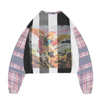 T-shirt surdimensionné personnalisé coupe carrée imprimé graphique manches longues à carreaux T-shirt streetwear homme vente en gros patchwork
