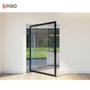 APRO Puertas pivotantes Villas Interior moderno Diseño de aluminio Entrada frontal Puerta pivotante de vidrio