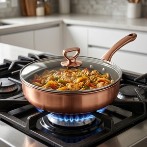 Ensemble de casseroles antiadhésives 13 pièces, comprenant une marmite, des casseroles, des poêles, des protège-ustensiles, des casseroles et des poêles, couleur or rose - Product Image 6