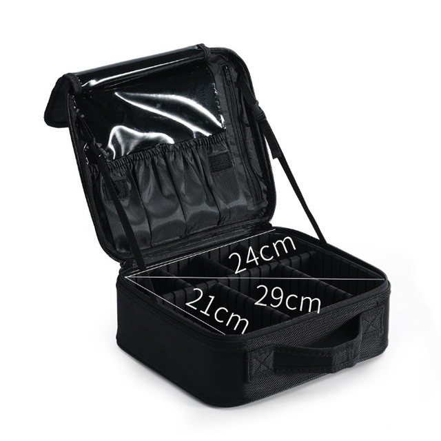 Customized Beauty Makeup Brush Storage Case Luxury Makeup Bag With Mirror Adjustable Dividers Waterproof Travel Makeup Bag