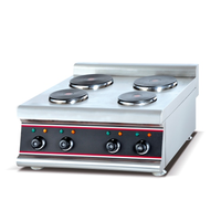 Cuisinière professionnelle de comptoir à quatre brûleurs gaz-électrique, 4 plaques, en acier inoxydable 304, nouvelle génération, haute qualité, marque FuQi, garantie 1 an