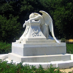 Estatua de Ángel guardián blanco de tamaño real cementerio moderno arrodillado llorando figuritas de oración de granito grande Venta de lápida - Product Image 6
