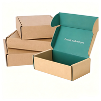 Boîte d'expédition en kraft personnalisée avec intérieur vert, pliable, pour vêtements, cosmétiques, petites entreprises, cadeaux