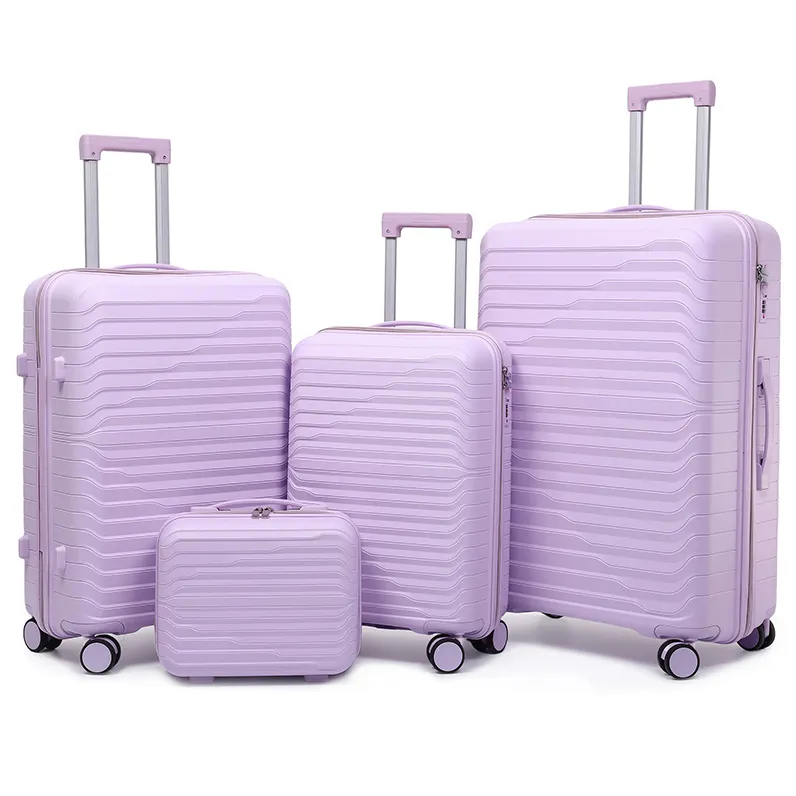 Resistant colorful trolley bag set of 3 Wholesale Women men family weekend Travel case 20 24 28 Inch Spinner PP Luggage Set