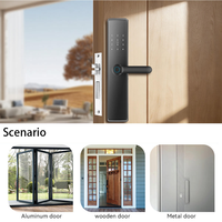 Serrure de porte intelligente sans clé à empreinte digitale TTLock moderne noir mat 6068 en gros avec carte mémoire et contrôle par application pour porte en aluminium