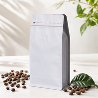 Sachet à fond plat à 8 soudures latérales, qualité alimentaire, 8oz 18oz 36oz, avec valve et fermeture éclair, pour snacks, café et thé