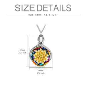 cremación de la joyería de plata esterlina volcán cristal círculo flor diseño regalo cenizas <span class=keywords><strong>pelo</strong></span> Memorial collar urna collar - Product Image 3