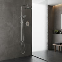 Système de douche mural moderne en laiton pour salle de bain, thermostatique, finition chromée, mitigeur de douche à levier unique, barre coulissante, 2 trous