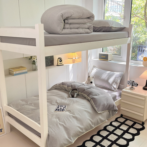 ชุดเตียงเดี่ยวและผ้าปูที่นอน3ชิ้นสำหรับหอพักนักศึกษาย้อมย้อมย้อมด้วยผ้าฝ้ายพิมพ์โลโก้แบบดิจิตอล/ลาย - Product Image 6