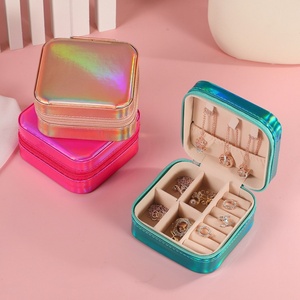 Custom Jewelry Organizer Box with logo Fashion Women Girls Jewelry Organizer Zipper Closure Portable Jewelry Travel Box - Product Image 5