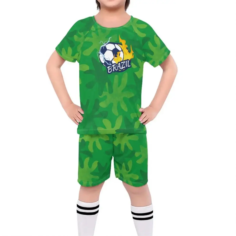 Zomer Voor Kinderen Kleding Outfits Voor Kinderen Ademende Voetbalteams Jersey 2-delige Pakken Custom 2023 Brazilië Team Ontwerper