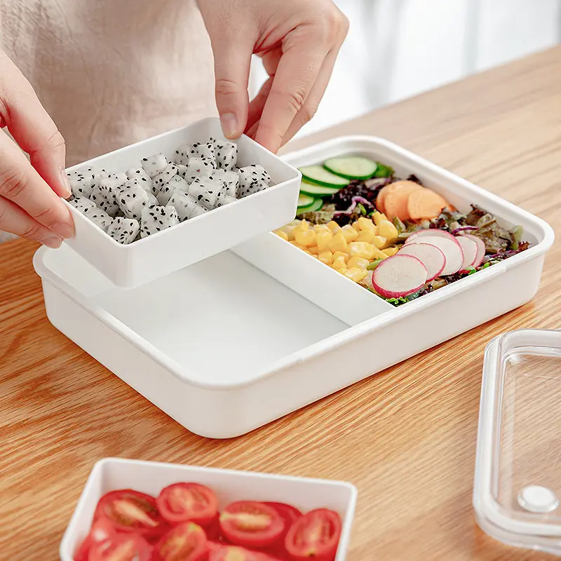 Nhà Máy Trực Tiếp Lạnh Thực Phẩm Lưu Trữ Hộp Crisper Khay Trong Suốt Kín Bento Hộp Thực Phẩm Container Nhựa Với Nắp