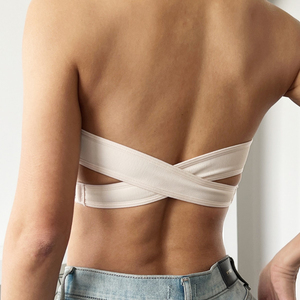 <span class=keywords><strong>Sujetador</strong></span> tipo bralette bandeau <span class=keywords><strong>sin</strong></span> <span class=keywords><strong>tirantes</strong></span>, blanco, antideslizante, con espalda cruzada, ajustable con gancho, <span class=keywords><strong>sin</strong></span> <span class=keywords><strong>relleno</strong></span>, inalámbrico, tipo tubo, para mujer, venta al por mayor OEM - Product Image 3