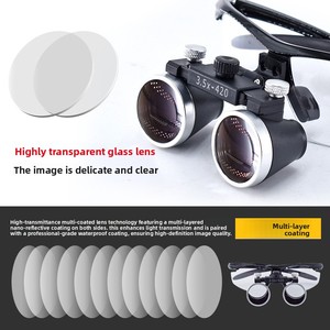Loupes dentaires professionnelles 2,5X 3,5X, lunettes grossissantes chirurgicales LED rechargeables, noir argenté, pour clinique, chirurgie buccale - Product Image 3
