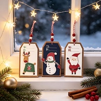 Nouvelles décorations de Noël : Petits ornements en bois en forme d'étiquette avec Père Noël et rennes, accents suspendus pour la maison