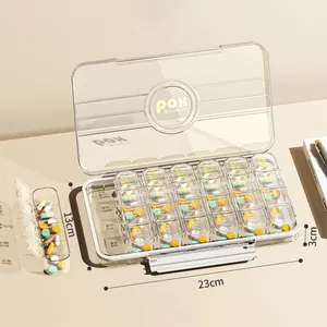 Jinmao 28 पारदर्शी वियोज्य दवा मामले विभाजन ग्रिड स्पष्ट चिकित्सा गोली आयत पोर्टेबल यात्रा गोली बॉक्स कंटेनर