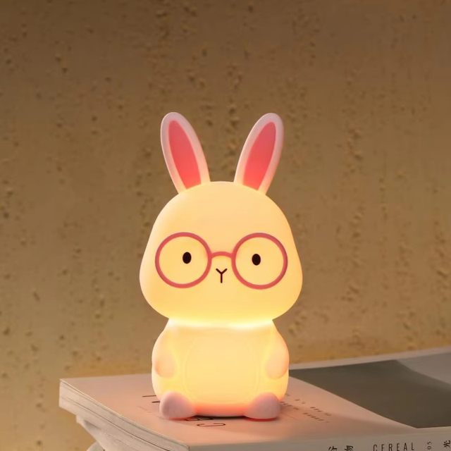 New Design - Rabbits With Glasses, Cute Little Night Light, USB Rechargeable