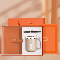 Nouveau Coffret de Cadeaux d'Affaires Orange avec Boîte et Sac Stylo en Métal A5 Carnet et Tasse Mark Logo Personnalisé Coffrets de Cadeaux d'Entreprise