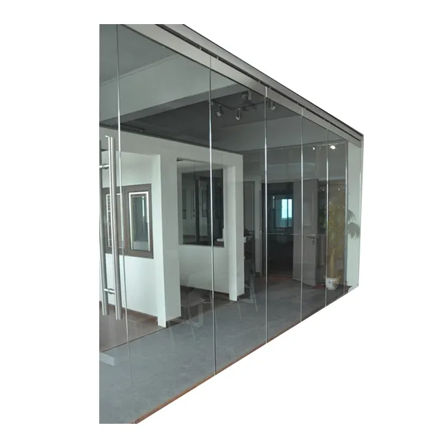 Partição dobrável de parede de vidro, estrutura de alumínio dobrável, temperado, para porta deslizante, boa isolamento de som, venda quente