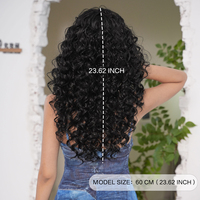 Perruques synthétiques noires longues bouclées de 22 pouces avec frange, en fibre résistante à la chaleur, aspect naturel mat, Peluca