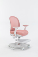 Chaise d'étude moderne en plastique réglable en hauteur pour tout-petits, rouge, avec dossier en maille respirante, pivotante, anti-roulement, roulettes sécurisées et repose-pieds