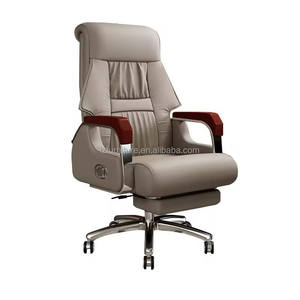 Chaise de bureau ergonomique pivotante au design moderne avec revêtement en cuir synthétique, hauteur réglable, base en aluminium pour la maison, le bureau ou l'atelier - En solde - Product Image 1