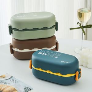 850ML PP Double-layer <b>Lunch</b> <b>Box</b> <b>Compartment</b> Spoon Buckle Leak-proof Sustainable Lightweight Food Storage Container for Picnic - Product Image 5