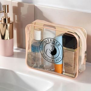 Sac de toilette transparent personnalisé, sacs de toilette imperméables, sacs de maquillage en PVC, étui organisateur avec fermeture éclair pour les voyages et la salle de bain - Product Image 3