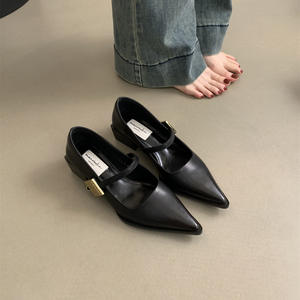 Primavera francese e autunno scarpe singole da donna spesse Mary Jane tacchi alti - Product Image 6