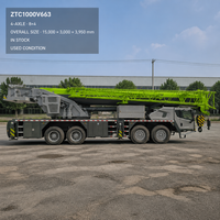 Grue de chantier mobile d'occasion de 100 tonnes ZTC1000V663 en stock, vitesse de 89 km/h, capacité de montée de 49 %, réservoir de carburant de 450 L