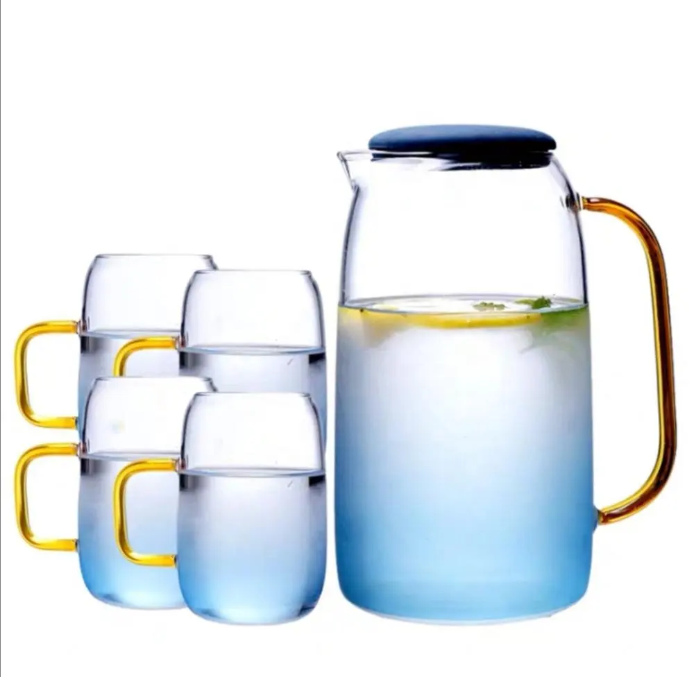 Бытовой Стеклянный Горшок для питьевой воды, набор термостойких стаканов для холодной воды