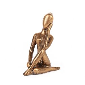 Escultura Decorativa de Resina con Diseño Innovador, Figura Abstracta Hueca de un Pensador Dorado, Tema de Ángel, Ideal para Oficina u Hogar - Product Image 3
