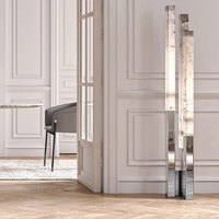 Lampe sur pied LED moderne nordique personnalisée VH Factory, corps de lampe en marbre italien de haute qualité, acier inoxydable brossé noir, lumière blanc chaud