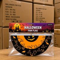 Drapeau de fanion d'Halloween moderne personnalisé en gros, motif fantôme effrayant, citrouille, crâne, guirlande 100D en polyester, impression numérique, décoration extérieure, OEM