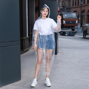 Wholesale Disposable <strong>Rain</strong> <strong>Poncho</strong> with Hood, Drawstring Cuffs with Elastic Unisex Raincoat Plastic Materialt - Product Image 1