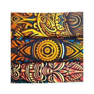 Brown digital print polynesian tribal fabrics 100% polyester for samoan puletasi clothing