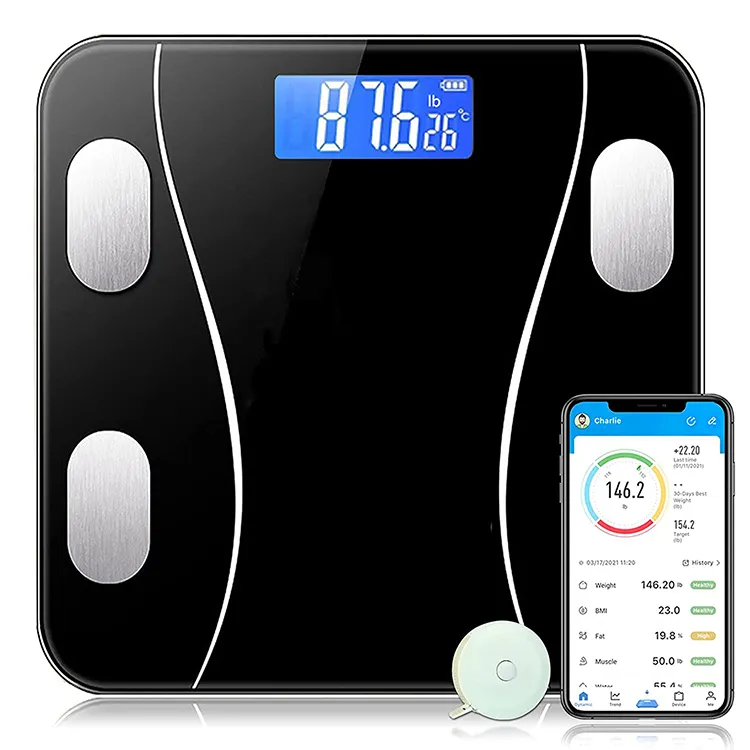 Human Body Fat Smart Scales Waterproof Glass Portable Digital Electronic Weighing Scales