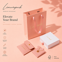 Boîtes à bijoux personnalisées Lionwrapack pour l'emballage, ensemble avec sac en papier, pochette en velours, boîte à bague, boîte à collier, logo FSC