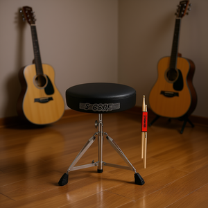 เก้าอี้กลอง S-Core ปรับระดับได้ พร้อมแผ่นซ้อมกลอง สีดำ สำหรับฝึกซ้อมการเล่นกลอง - Product Image 2