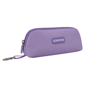 Sac de papeterie personnalisé en nylon avec fermeture éclair et porte-clés |   Étui à crayons violet pour l'école et le bureau - Product Image 2