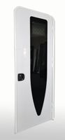 Porte de camping-car moderne en alliage d'aluminium blanc avec poubelle et moustiquaire pour caravane, camping-car, remorque en forme de larme