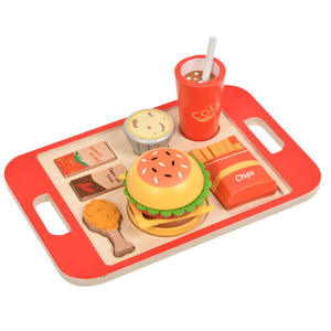 Juego de simulación de rol para niños, juego de hamburguesas de simulación de aprendizaje, juguetes educativos de madera para comida rápida para niños, juguete de cocina con patatas fritas - Product Image 1