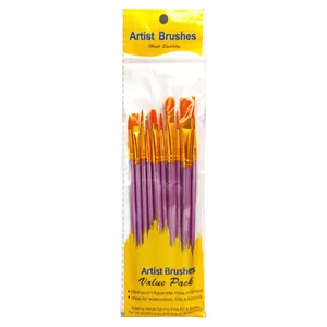 Ensemble de pinceaux professionnels pour artistes, 10 pièces, poils en <span class=keywords><strong>nylon</strong></span>, manche en plastique, pour peinture à l'huile et à l'aquarelle - Product Image 2